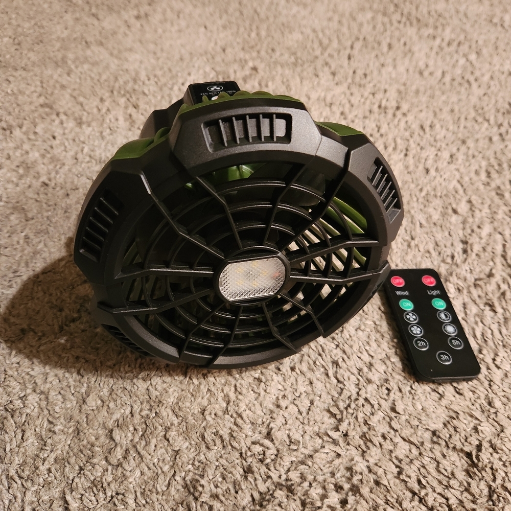 Portable Black and Green Fan with Remote